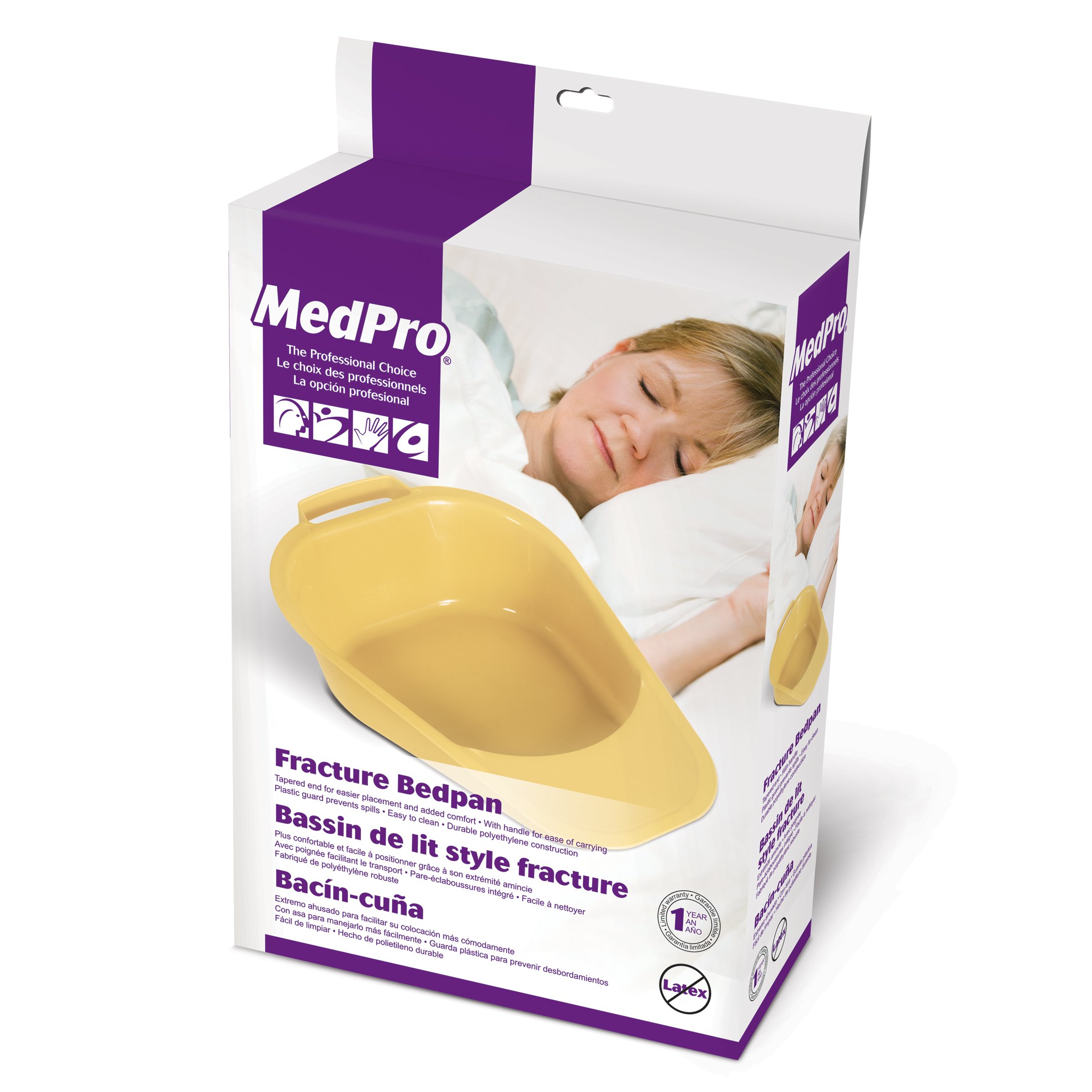 Medpro Fracture Easy Clean Portable Bed Pan with Plastic Guard and