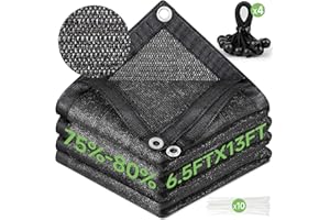 FOTMISHU 75%-80% Shade Cloth 6.5ftx13ft Heavy Duty Anti-Aging Sun Mesh UV Resistant Net, Sunblock Garden Shade Mesh Tarp for Plant Cover, Barn or Kennel, Flowers, Plants, Used for 3 Years or Even Long