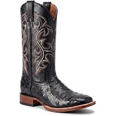 Western Shops Mens Genuine Cowhide Leather Quill Ostrich Print Western Cowboy Square Toe Rodeo Boots