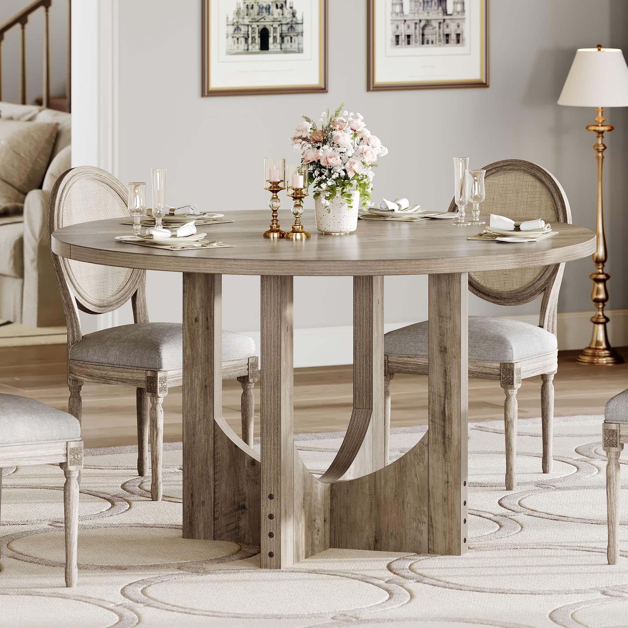 DWVO Round Dining Table For 4-6 People 47.24" Large Circle Dining Room ...