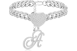 Krfy Ankle Bracelets for Women, Silver Cursive Initial Cuban Link Anklets for Women 10mm Miami Cuban Link Chain Dainty Cute CZ Initial Anklets Summer Jewelry Gifts for Women Teen Girls