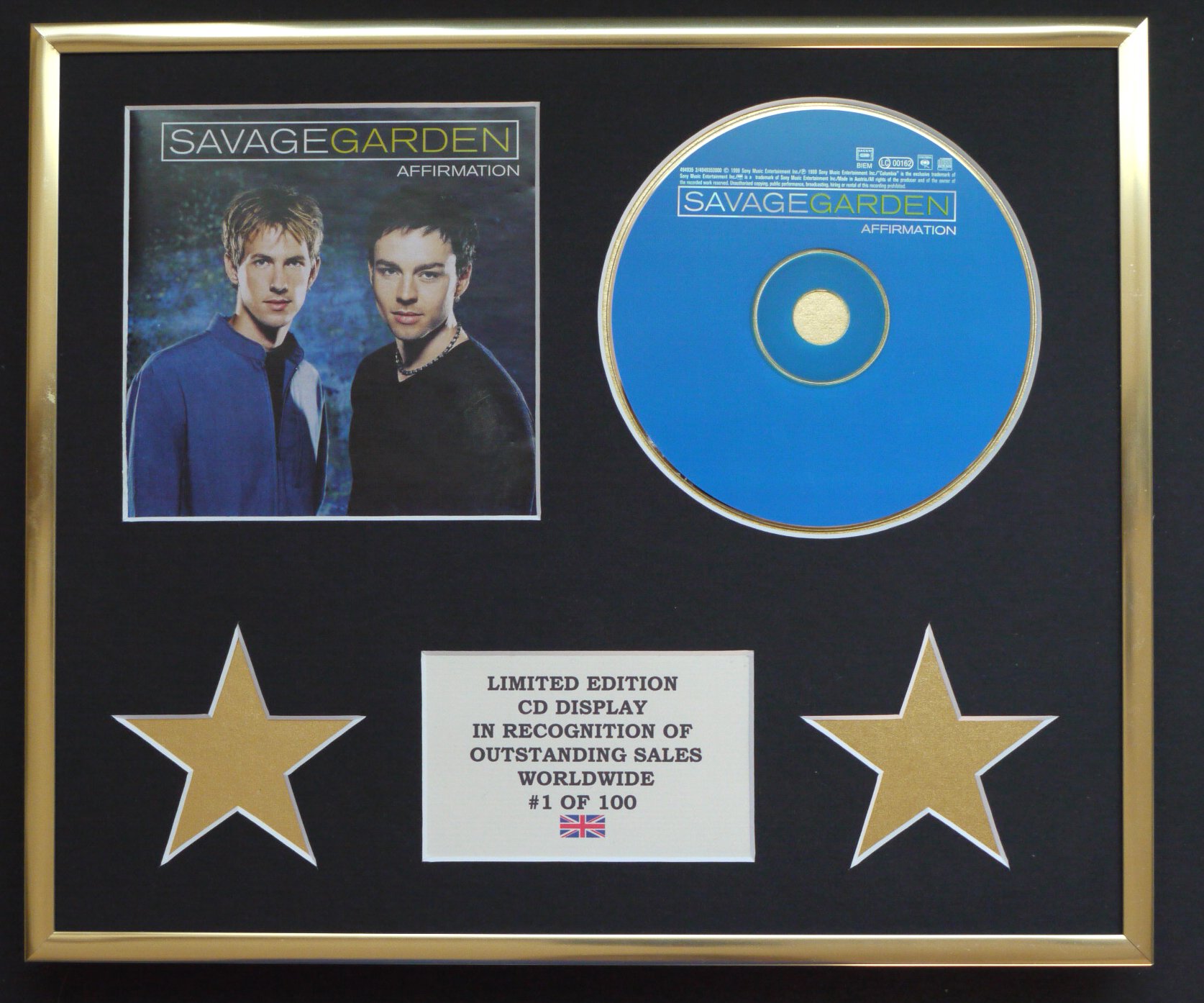 SAVAGE GARDEN/CD DISPLAY/LIMITED EDITION/COA/AFFIRMATION