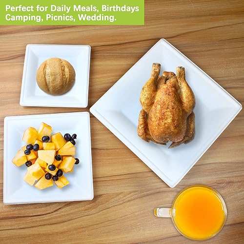 BangShou 50 Pack Inch Square Paper Plates, 100% Compostable