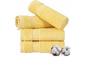 TEXTILOM Washcloths for Body and Face – Hotel and Spa Quality & Soft & Absorbent & Quick Dry Wash Cloths for Your Body – 100% Turkish Cotton Wash Clothes Towel Set of 4 (13 x 13 inches) - Yellow