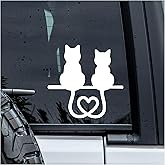 MYMKO Loving Cats Twisted Tail Decal, Cute Cat Heart Car Window Decals, 6 Inches UV DTF Tranfer Car Stickers, Weatherproof Car Truck Window Bumper Sticker, Car Stickers and Decals for Cat Lovers