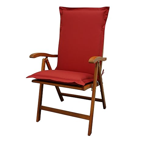 IND-70432-AUHL Sitzauflage Hochlehner Premium, extra dicke Polsterauflage mit Reißverschluss, 120 x 50 x 9 cm, Rot