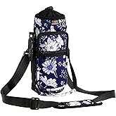 Nuovoware Water Bottle Carrier Bag,25oz/40oz/64oz Bottle Pouch Holder,Adjustable Shoulder Hand Strap 2 Pocket Sling Neoprene Sleeve Sports Accessories for Hiking Travelling Camping