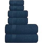 BELIZZI HOME Ultra Soft 6 Pack Cotton Towel Set, Contains 2 Bath Towels 28x55 inch, 2 Hand Towels 16x24 inch & 2 Wash Coths 1