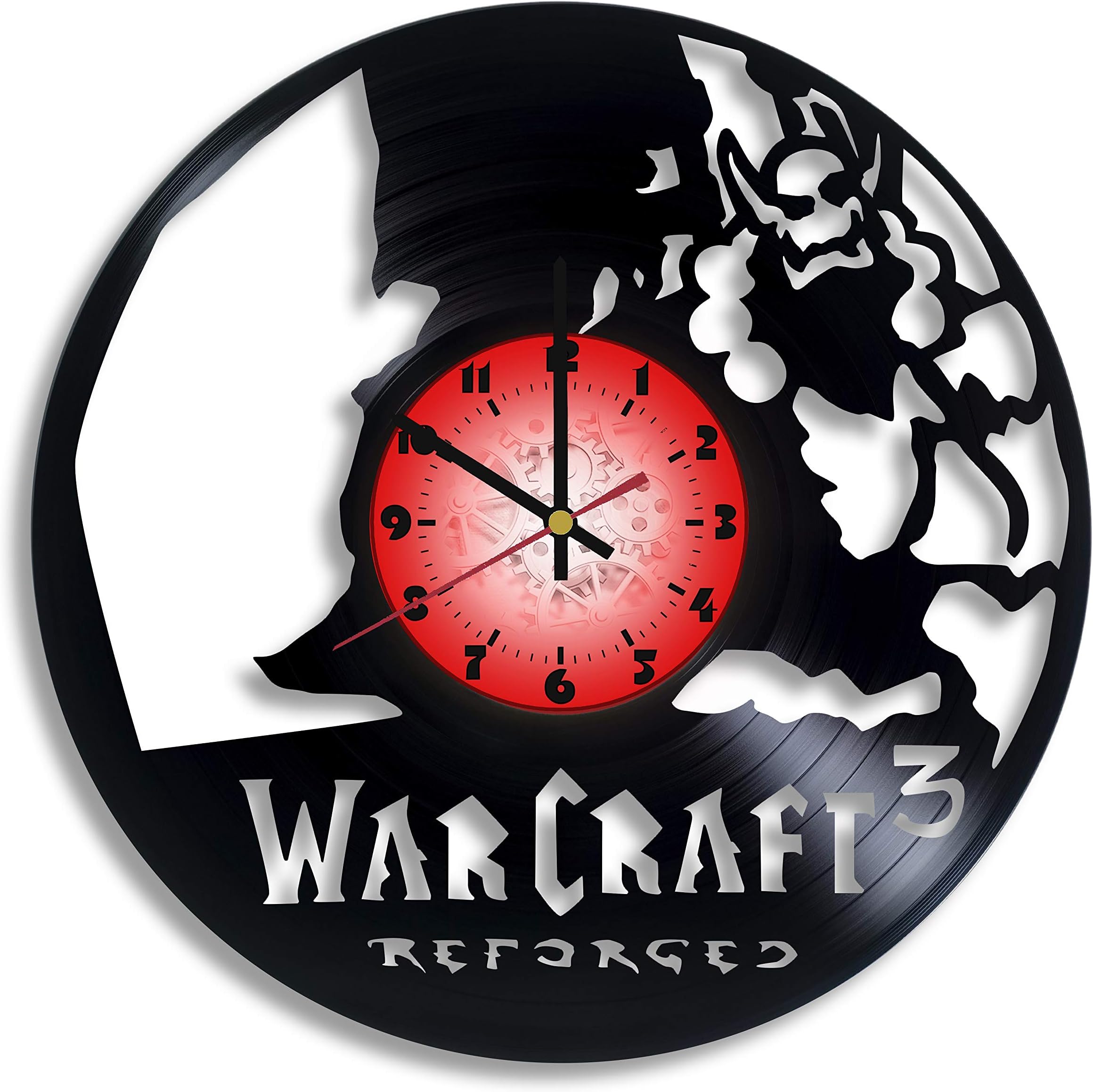 Warcraft III: Reforged Computer Game Logo Handmade Vinyl Record Wall Clock, Warcraft III: Reforged Kitchen Decor, Warcraft III: Reforged Gift for him and her