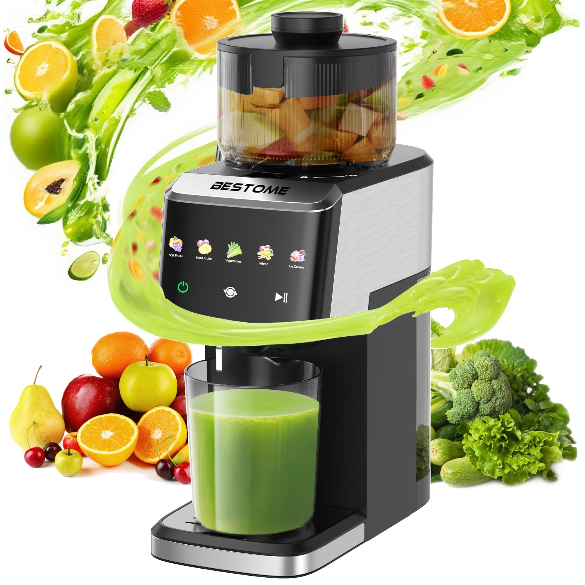 Photo 1 of *MINOR DAMAGE - USED*
Cold Press Juicer, 5.12" Wide Feed Chute Juice Extractor Machine, Slow Masticating Juicer with Quiet Motor, High Juice Yield, BPA-Free, Juice Maker for Whole Fruits, Vegetables & Leafy Greens