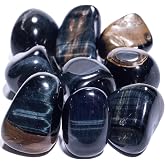 KALIFANO Tumbled Blue Tiger's Eye Stones Bundle (300+ Carats) - AAA+ Jewelry Grade Reiki Pietersite Crystal - Ojo De Tigre Piedras Caidas for Wicca/Healing - Information Card Included (Family Owned)