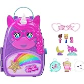 Polly Pocket Unicorn Backpack Playset | 2 Micro Dolls, Bag Charms, Fantasy Accessories, Portable Travel Toy, On-the-Go Play