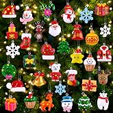JOICEE 40PCS Mini Christmas Tree Hanging Ornaments Tiny Resin Decorations | Christmas Tree Rustic Christmas Figurines for Holiday Christmas Hanging Decor