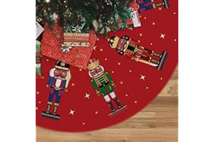 GAGEC Christmas Tree Skirt Red Tree Skirt Nutcracker Christmas Xmas Winter Tree Skirt 48 Inch for Christmas Indoor Outdoor Decorations
