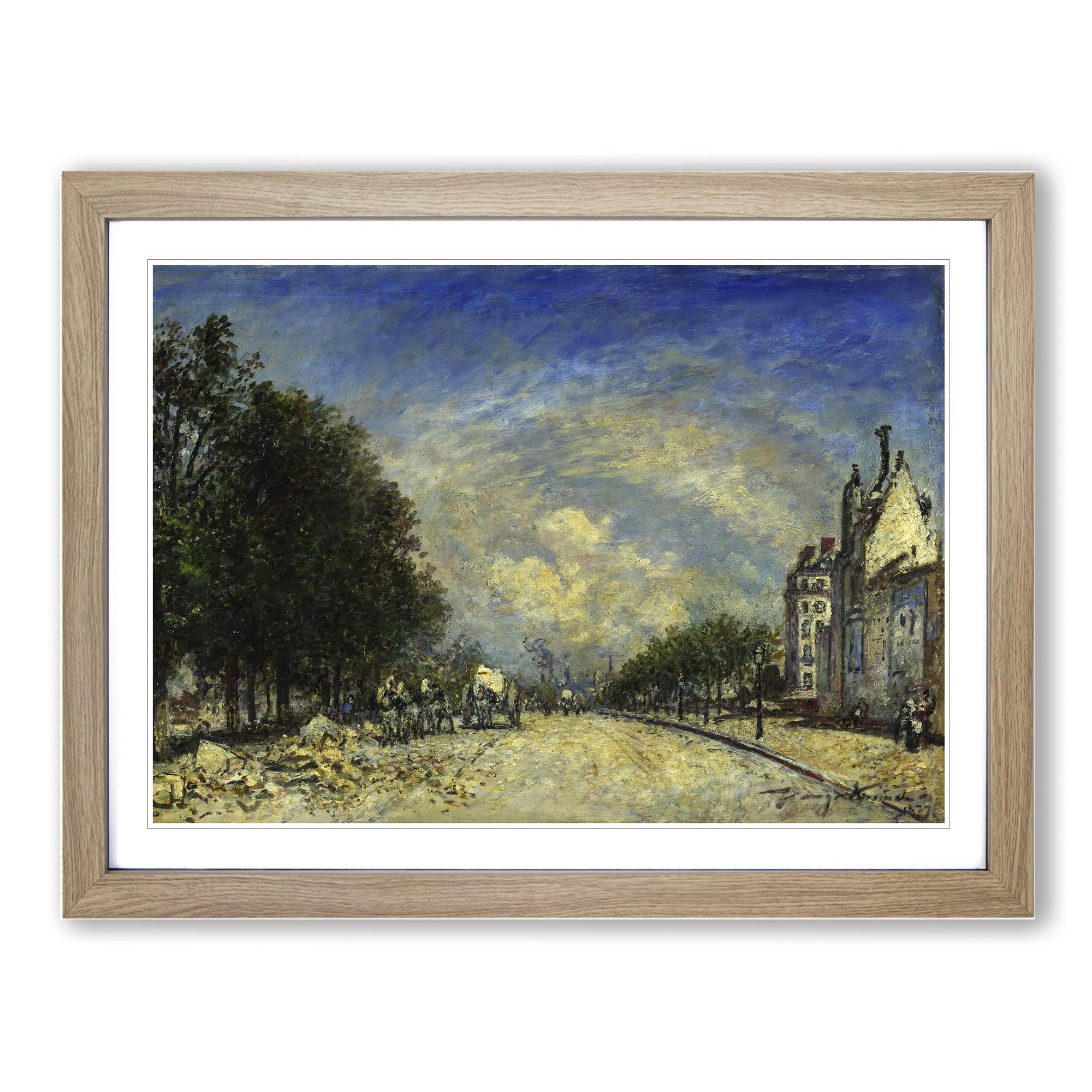 Johan Jongkind The Boulevard de Port Royal Framed Print | A4 Oak Framed Wall Art | Ready to Hang | Modern Nature Picture | Living Room Bedroom Lounge Office