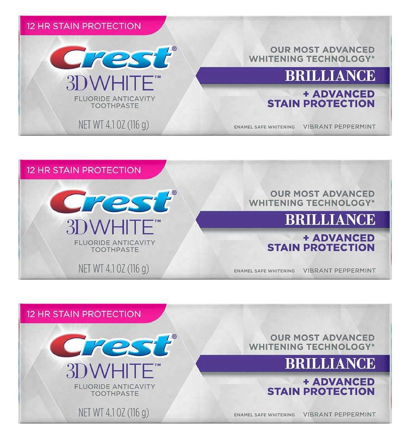 Amazon Com Crest Toothpaste 4 1 Ounce 3d White Brilliance Pack Of 3 Beauty