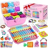 478 Pcs Weaving Loom Kit with Portable Case, Perfect for Making Handbags, Potholder Maker, Bracelet for DIY Crafters & Makers, Complete Craft Kit with Hooks, Gift for Christmas, Birthday,Pink