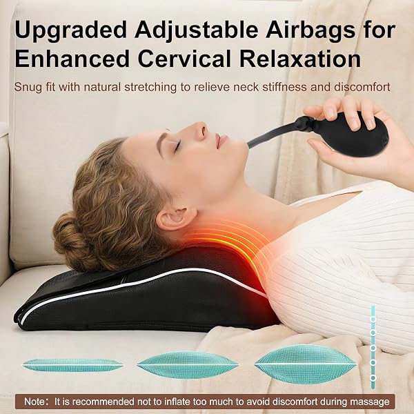 LANMUN BACK AND NECK MASSAGER WITH HEAT, DEEP TISSUE SHIATSU MASSAGE PILLOW