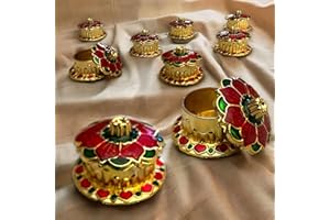 LOVENSPIRE Haldi Kumkum Holder Traditional Roli Chawal/Rice Holder Pooja Return Gift Indian Housewarming Hindu Wedding Favor Pujan Temple Decor Item Diwali Gifts