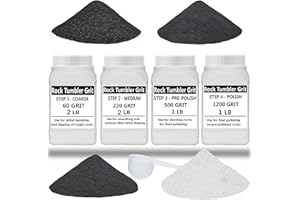 TONMP 6 LBS Rock Tumbler Polishing Grits -4 Steps Tumbling Media Kit Coarse/Medium/Pre-Polished/Final Polish, Tumbling Refill Media, Polish up to 50 lbs Work with Any Stone Polisher Rock Tumblers