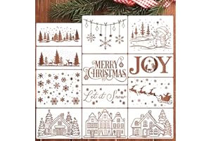 SUNVERSE Christmas Stencils for Crafts Reusable Christmas Doormat Stencils Holiday Stencil for Window Glass Wood Wall Fabrics Decor