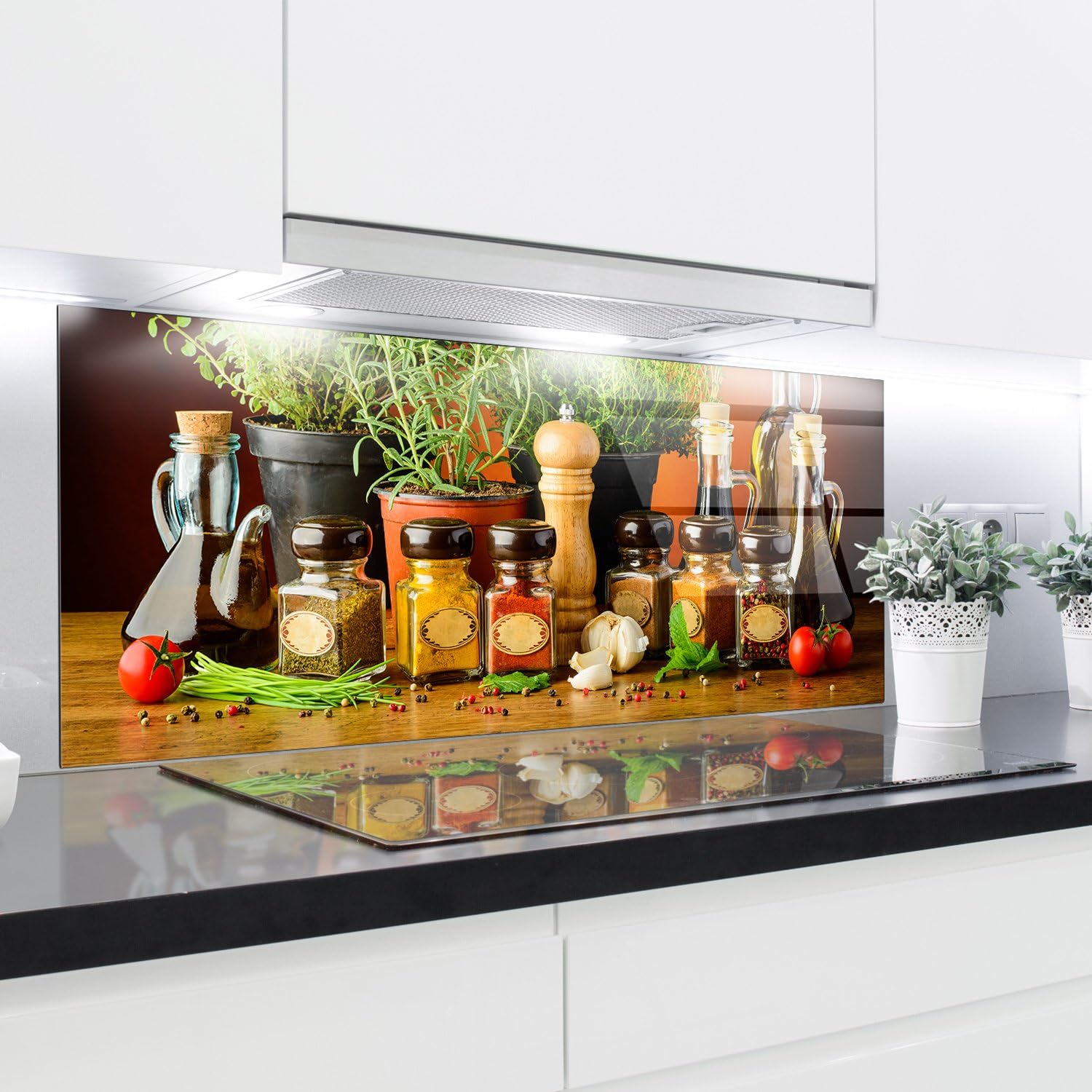 Splashback Tempered Glass Heat Resistant Toughened Decorative – 125 x 50 cm – 4 mm Thick – Perfect behind Gas, Ceramic and Induction Cookers – Easy to Clean and Hang