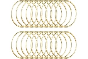 Framendino, 20 Pack Gold Metal Macrame Rings 2 Inch Dream Catcher Hoop for DIY Craft Wedding Wreath Wall Hanging Decoration