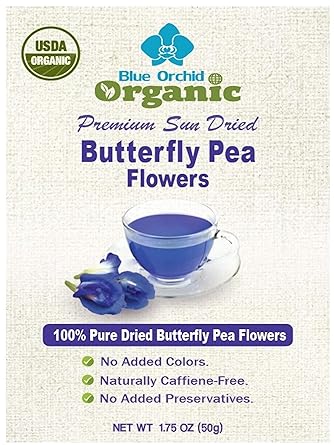 Amazon Com Usda Organic Butterfly Pea Flowers Healthy Herbal Loose Leaf Blue Tea Natural Food Coloring Caffeine Free Loose Leaf 50 Gm Grocery Gourmet Food