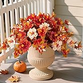 INXUGAO Fake Fall Flowers Artificial for Outdoors Decoration, 2PCS Faux Fall Flowers for Outdoor Planters, Autumn Hibiscus UV Resistant No Fade for Home Porch Patio Garden Balcony Yard Indoor Decor