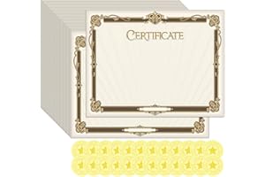 DUGUTUL DUTUTUL Prestige Certificate Paper Bundle - 48 Sheets with Gold Foil Stickers, Perfect for Academic Achievements and Employee Awards