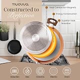 nuovva Non Stick Frying Pan Induction Saute Pan 28cm with Lid Copper Marble view 3