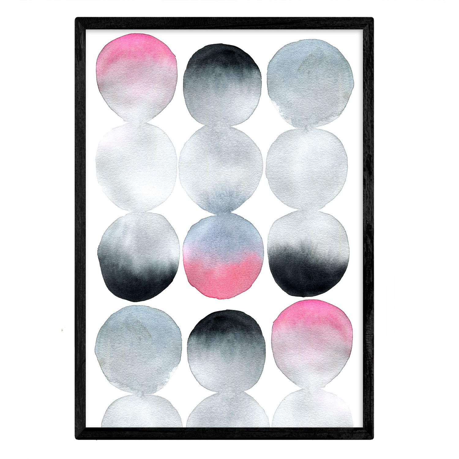 Nacnic Poster Abstract pink black gray. Colorful sheet with Nordic design. A4 size
