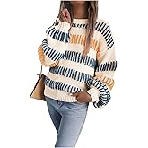 Verdusa Women's Oversized Striped Sweater Colorful Chunky Sweaters Streetwear Knit Pullover Tops