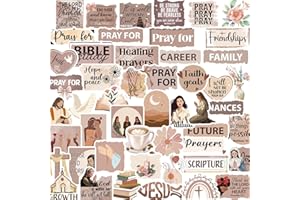 Falueqg Prayer Board Stickers Supplies - 50Pcs Christian Jesus Stickers for Women, Inspirational Bible Verses Decals, Religious Faith Based Decals for Water Bottles Journal Scrapbook Bible Study