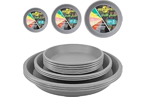 ECOESPTI 12Pcs Colourful Plant Saucer, 6 8 10 Inch Durable Plastic Plant Tray, Round Plant Pot Saucers, Drip Tray for Indoor and Outdoor Garden, Light Gray
