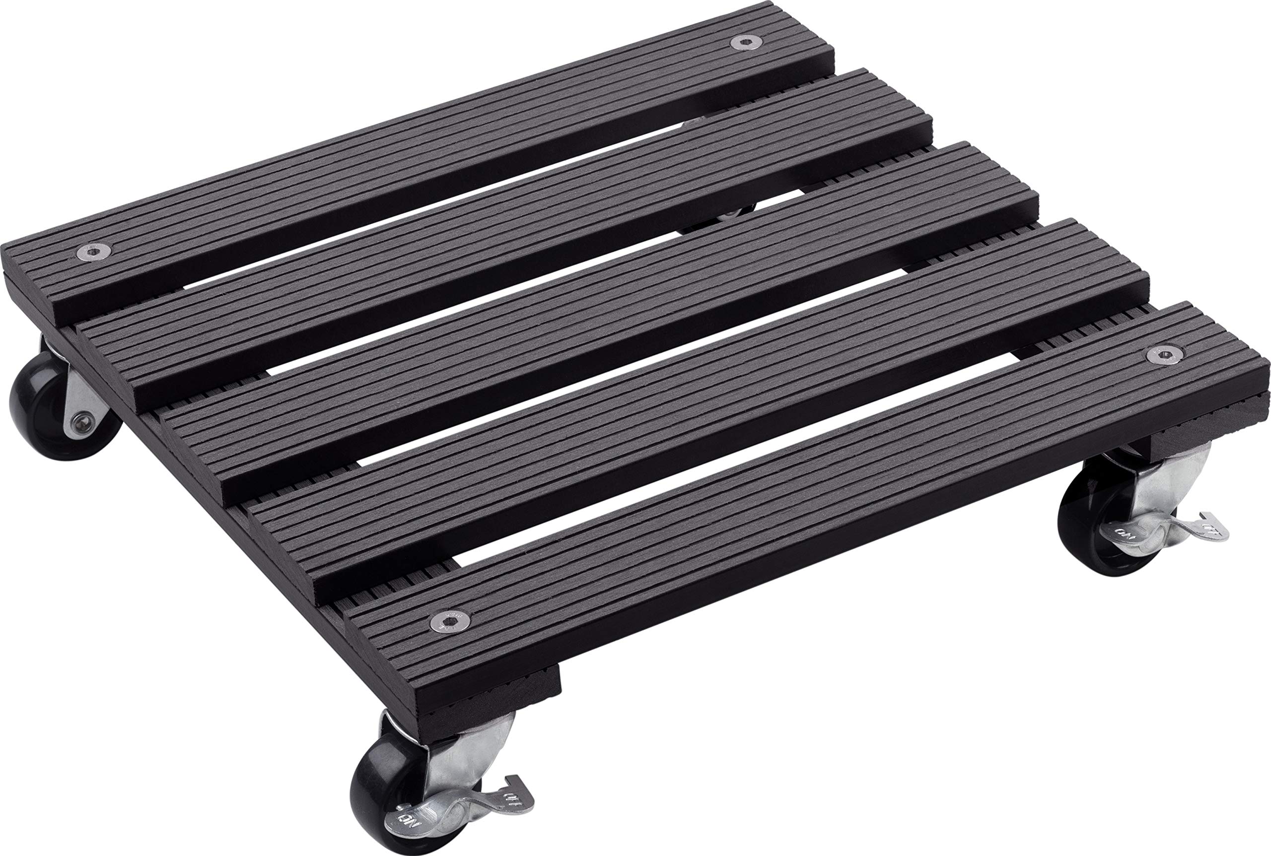Metafranc 825110 WPC Plant Roller 300 x 300 mm - 60 kg Load Capacity Anthracite PP Wheels Locks Weather-Resistant Outdoor Scooter Coaster with Wheels Transport Aid for Plants