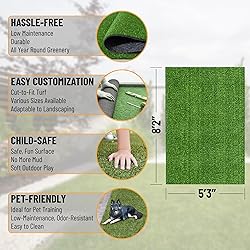Ottomanson Artificial Grass Turf 5'3" x 8'2" Indoor