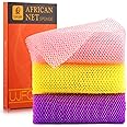 UJFQBH 3 Pieces African Bath Sponge African Net Long Net Bath Sponge Exfoliating Shower Body Scrubber Back Scrubber Skin Smoo