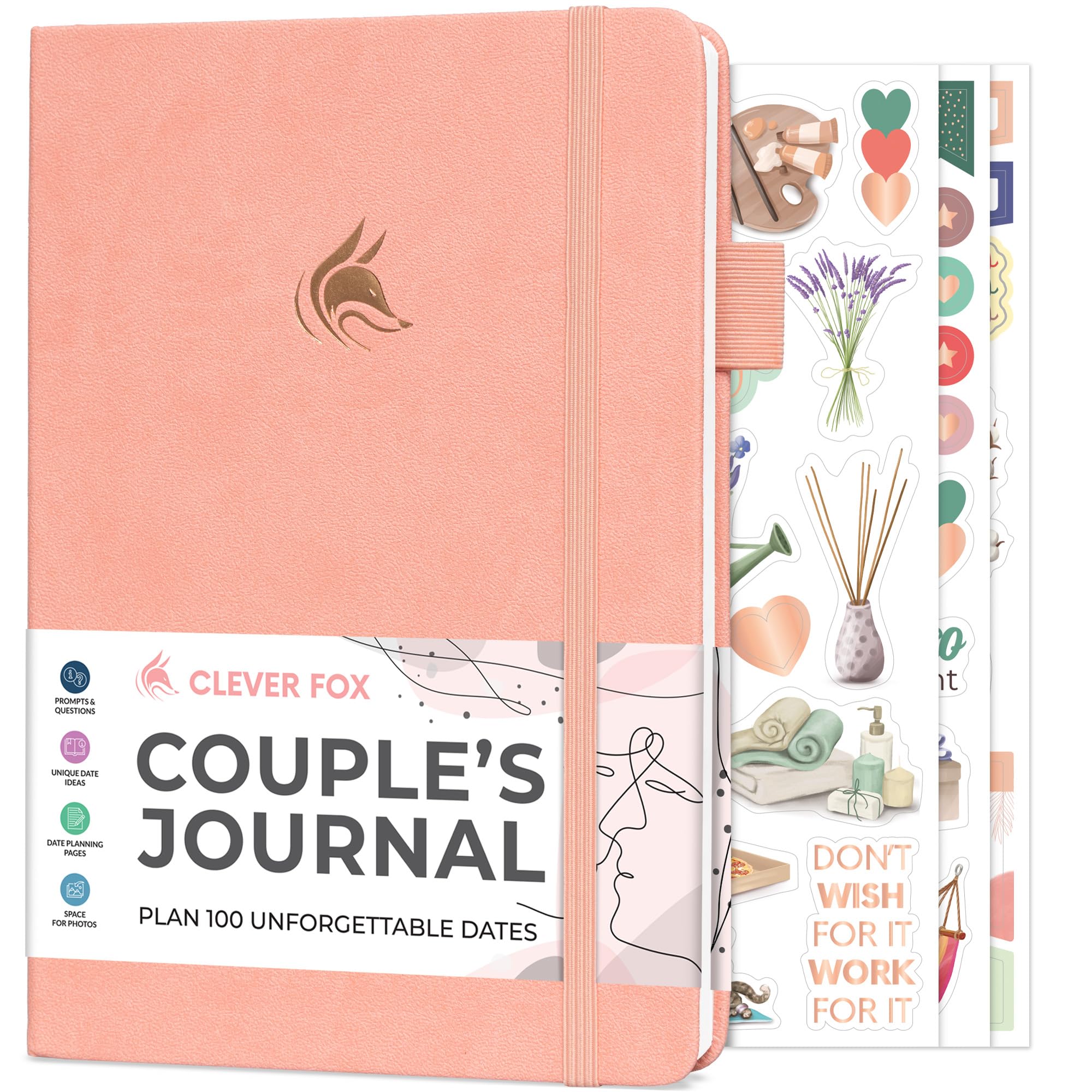Clever Fox Couple’s Journal – Couples Date Night, Activity & Journaling Workbook – Relationship Book to Plan Dates & Fill Out Together – Engagement Gift Ideas – A5 Size (Peach Pink)