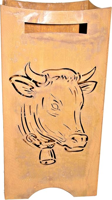 Rostikal Fire Basket With Cow Head Metal Fire Pit With Grate Fire Bowl For Garden Patio 28 X 28 X 57 Cm Amazon De Garten