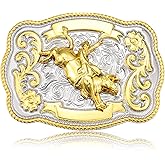 KOORASY Western Cowboy Belt Buckles Men Women, Golden Western Belt Buckle American Antique Cowgirl Jeans Accessory