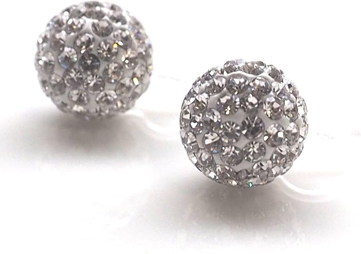 Amazon イヤリング レディース クリスタル 8mm パヴェ ボール 人気 ピアスみたいな ビジュー ラインストーン かわいい ノンホールピアス 痛くない 結婚式 イヤリング 樹脂 イヤリング イアリング ミヤビグレース Miyabi Grace イヤリング 通販