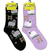 Foozys Women’s Crew Socks | Sheep Cute Farm Animal Novelty Socks | 2 Pair