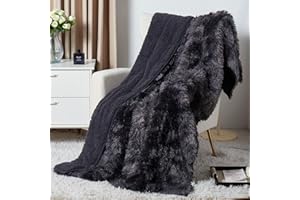 DREWIN Weighted Blanket 20lbs, Tie-Dye Faux Fur Weighted Blankets with Ultra-Soft Cozy Sherpa for Calming and Sleep, Thick Fuzzy Bed Blanket Queen Size 60 x 80 20lbs, Grey