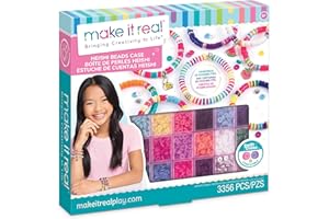 Make It Real Heishi Bead Kit - Vibrant Colors - Creative Beading Set for Kids Compatible with Bracelet Maker - Organize with Storage Case