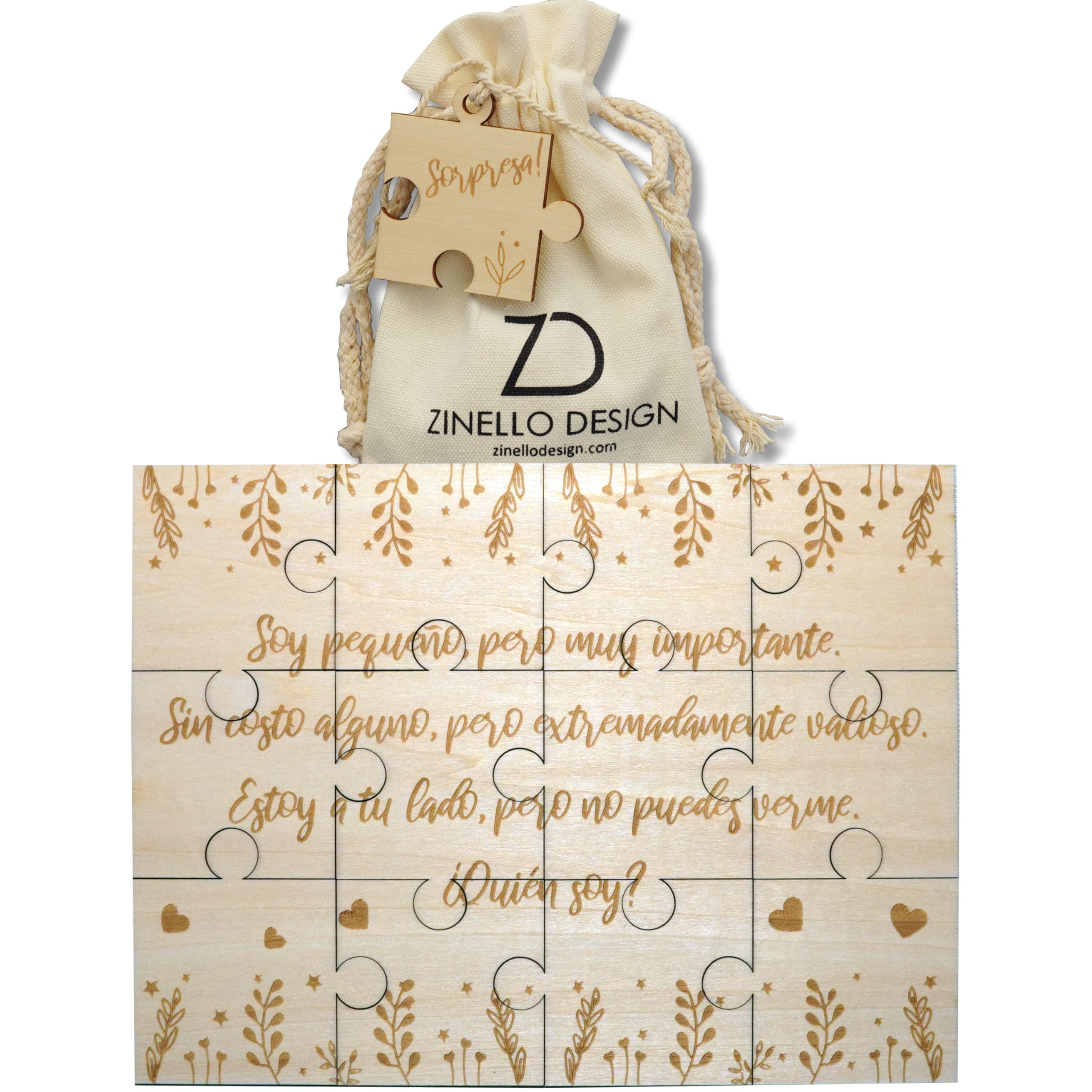 Zinello Design - Wooden Pregnancy Announcement Puzzle for Your Loved Ones | Original and Personalized Gift Idea for Future Dad, Grandma, Grandpa, Godmother, Godfather | Unusual Ad