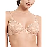 Wingslove Women's Sexy Lace Bra Demi Sheer See Through Plunge Mesh Bralette Unlined Underwire Support