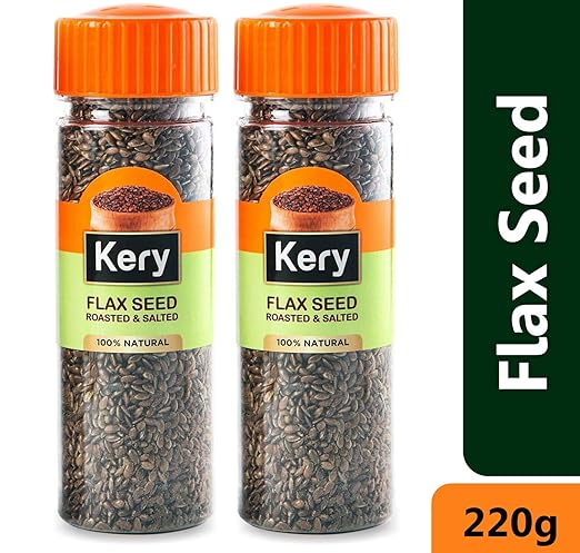 Kery Flax Seeds Roasted and Salted Alsi, 2 Bottles, 220g [ Omega-3, Dietary Fiber, Mouthfreshener]