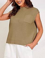 Himosyber Women's Solid Sleeveless Vest Mock Neck
