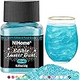 NiHome Edible Food-Grade Glitter Powder Glimmer Luster Dust Metallic Fancy Food Decorating Sprinkle Glimmery Dust for Drink Wine Beverage Cake Bakery Vegan Allergen-Free (Teal, 0.35oz/10g)